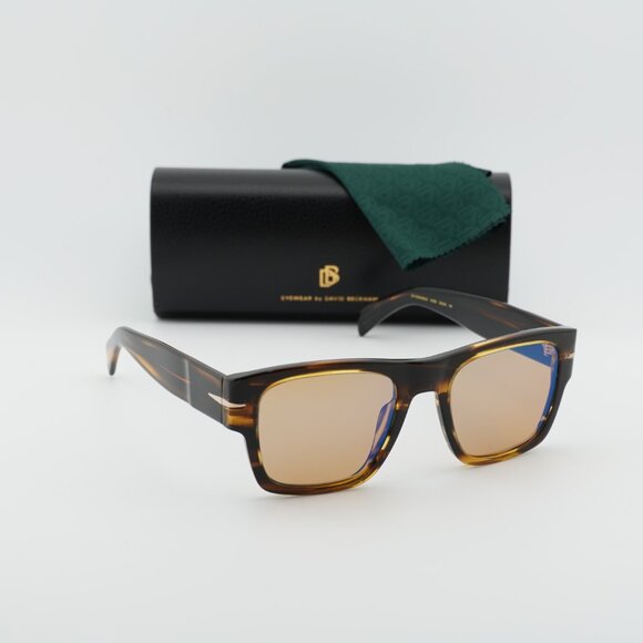 David Beckham DB 7000/S BOLD 0KVI Z0 Square Sunglasses - Brown/Blue Multilayer - Picture 8 of 11